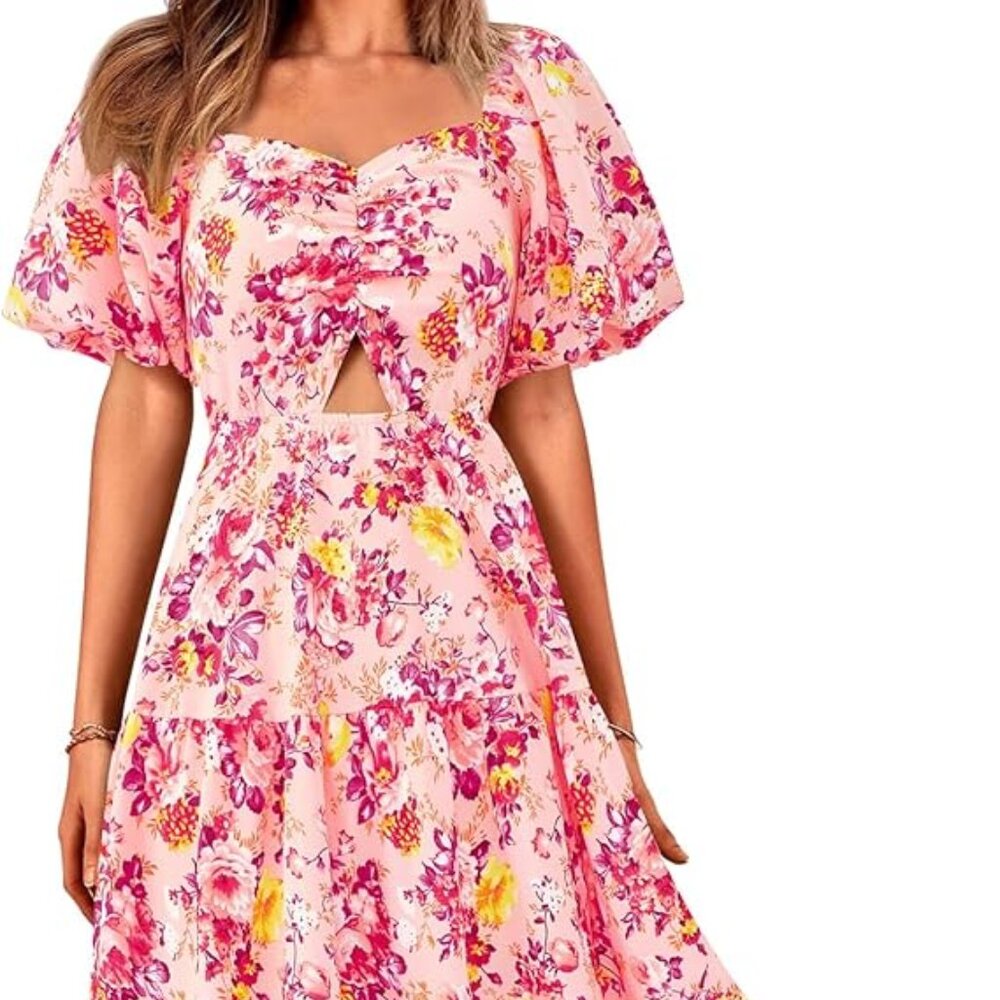Puff-Sleeve Floral Maxi Dress